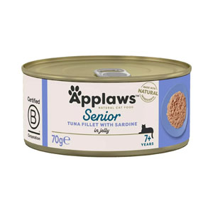 Applaws Natural Wet Cat Food Senior Tuna Fillet & Sardine in Jelly 70g