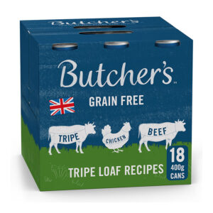 Butcher's Grain Free Complete Wet Dog Food Tripe Loaf Recipes 18 x 400g