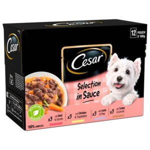 Cesar Complete Wet Dog Food Pouch Selection in Sauce 12 x 100g