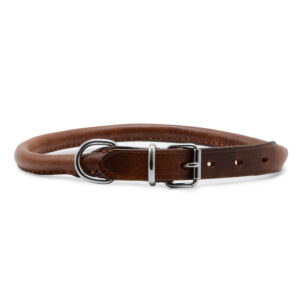 Ancol Round Leather Collar Chestnut