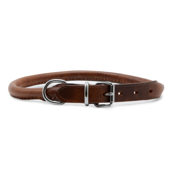 Ancol Round Leather Collar Chestnut