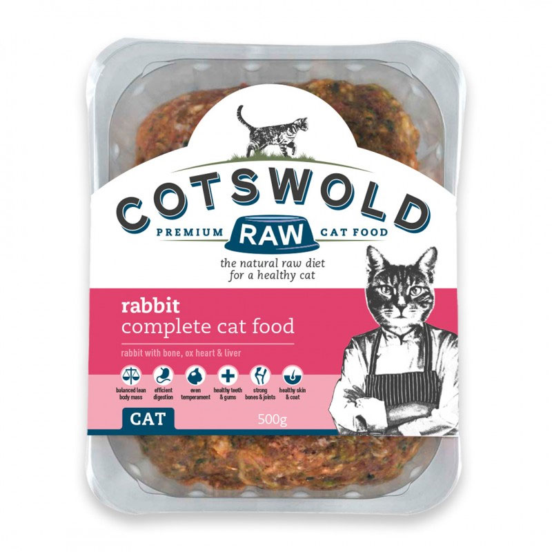 Cotswold Frozen Raw Complete Cat Food Rabbit 500g Rookes Pet