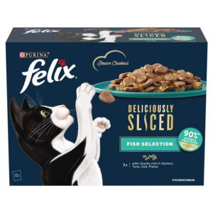 Felix Deliciously Sliced Cat Food Pouches Fish Selection in Jelly  12x80g