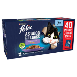 Felix As Good As It Looks Cat Food Pouches Senior 7+ Mixed Selection in Jelly  40x100g