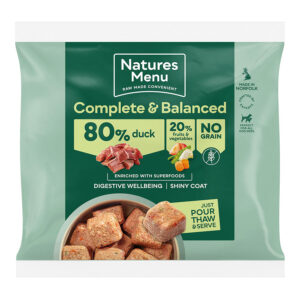 Natures Menu Frozen Raw Complete Dog Food 80/20 Duck Nuggets  1kg