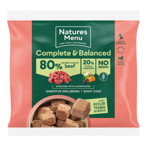Natures Menu Frozen Raw Complete Dog Food 80/20 Beef Nuggets  1kg