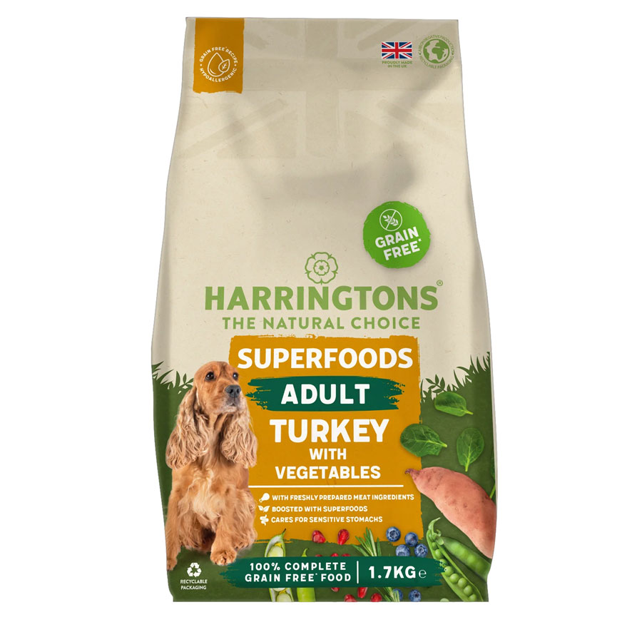 Harringtons Superfoods Complete Dry Dog Food Adult Turkey 1.7kg ...