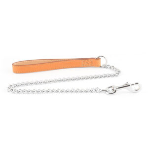 Ancol Chain Lead 80cm Medium Leather Handle
