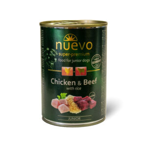 Nuevo Complete Tinned Wet Dog Food Junior Chicken, Beef & Rice