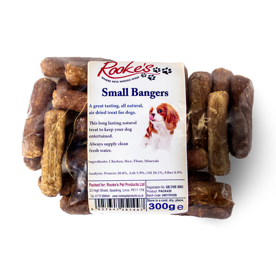 Rooke's Small Bangers Dog Treats 300g Rookes Pet Products