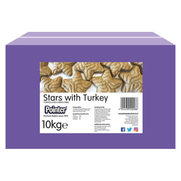 Pointer Grain Free Stars Dog Treats Turkey 10Kg