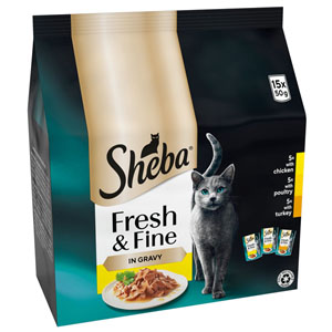 Sheba Fresh & Fine Chicken, Poultry & Turkey in Gravy  15 x 50g