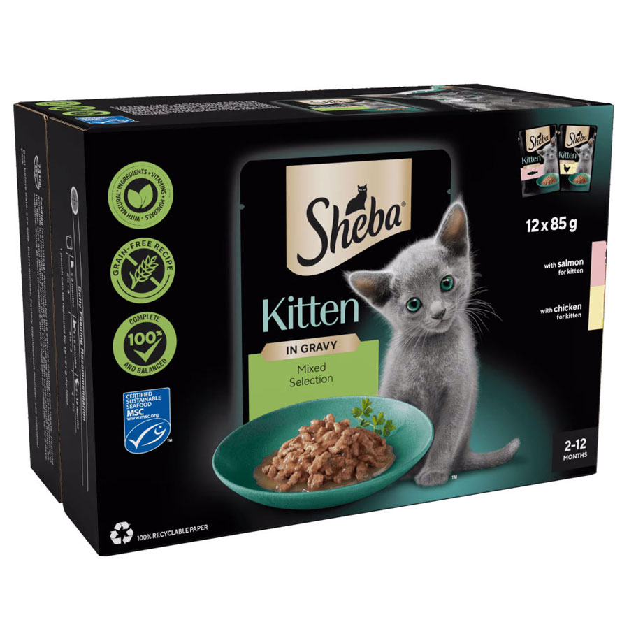 Sheba Mixed Selection Kitten Food in Gravy Rookes Pet Products