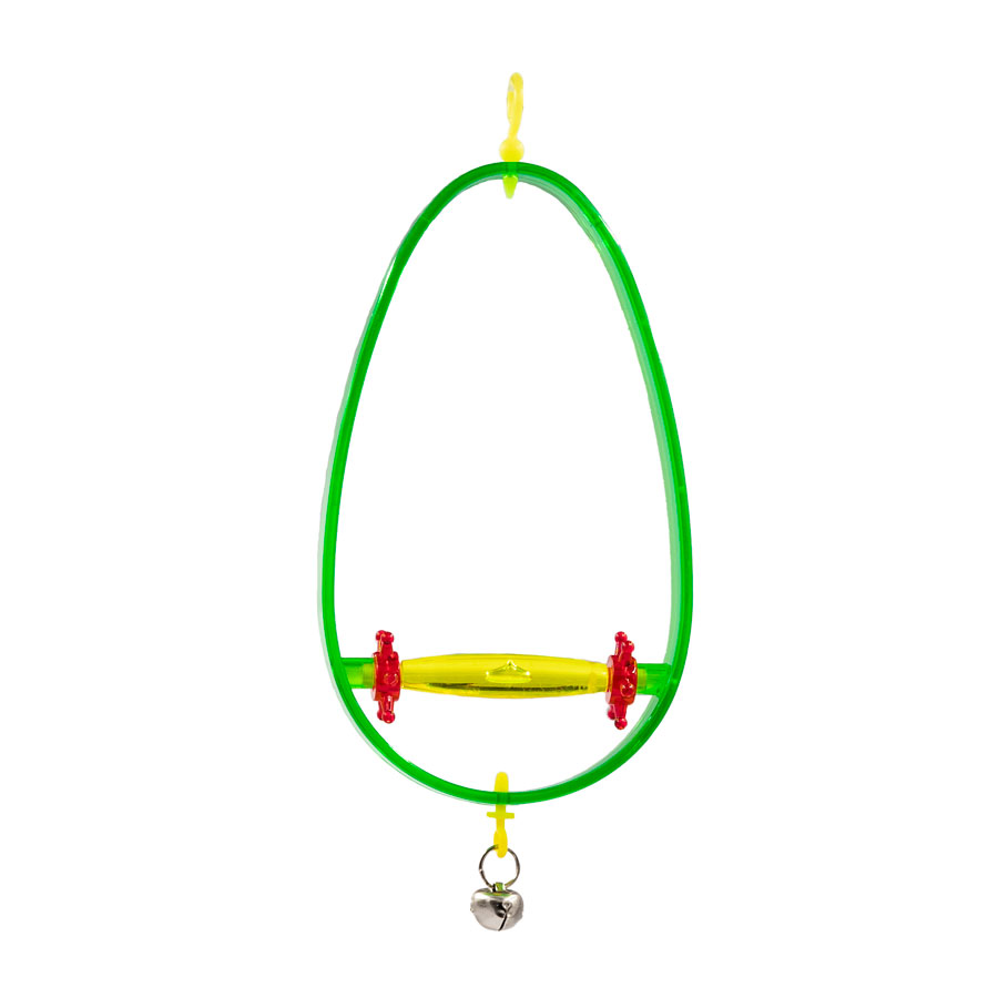 Image showcasing Beaks Plastic Bird Oval Perch with Bell - Rookes Pet Products