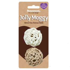Rosewood Jolly Moggy Silvervine Rattan Balls 2 Pack Cat Toy