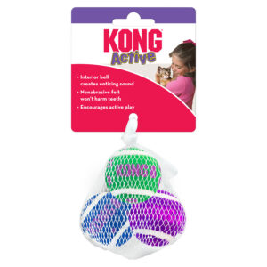 KONG Active Cat Tennis Balls With Bell 3pk
