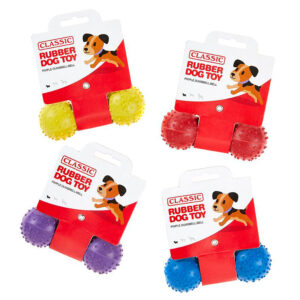 Classic Rubber Pimple Dumbell With Bell Dog Toy