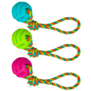 TPR Dog Toy Ball on Cotton Rope Medium