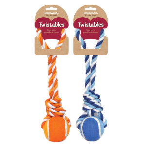 Rosewood Twistables 3" Tennis Ball Tug Dog Toy