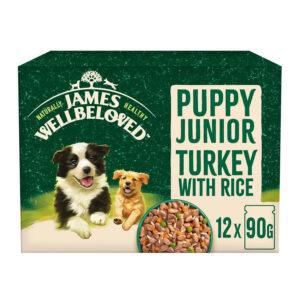 James Wellbeloved Complete Wet Dog Food Puppy/Junior Turkey in Gravy  12x90g