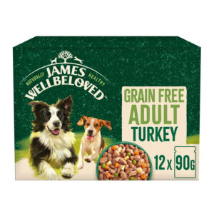 James Wellbeloved Complete Wet Dog Food Grain Free Adult Turkey in Gravy  12x90g