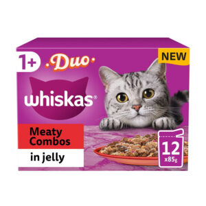 Whiskas Complete Wet Cat Food Pouches 1+ Duo Meaty Combos in Jelly 12x85g