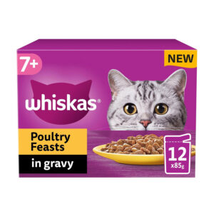 Whiskas Complete Wet Cat Food Pouches 7+ Poultry Feasts in Gravy 12x85g